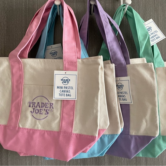 Trader Joe’s Mini Canvas Pastel Totes - Picture 3 of 4